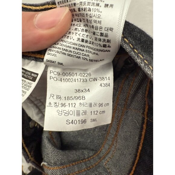 Levis 501 Jeans Mens 38x34(34x31) Black Original Fit Straight Leg Button Fly - Picture 4 of 14